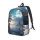 thumbnail image 1 of Disketp Moonlit Sea Sailboat Mochila de Lona Estampada, Mochila Escolar de Viaje Ligera para Estudiantes y Portátil-Medium, 1 of 5