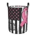 thumbnail image 1 of Balery Ribbon Breast Cancer Awareness Cesta de ropa redonda con asas, impermeable, independiente, para ropa, juguetes, dormitorio y familia-Small, 1 of 6