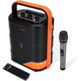 thumbnail image 1 of JYX Máquina de karaoke con dos micrófonos inalámbricos, altavoz Bluetooth portátil con ajuste de graves/agudos, sistema PA con control remoto, luces LED, compatible con tarjeta TF/USB, entrada auxilia, 1 of 4
