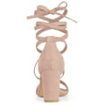 thumbnail image 3 of BLISSFUL STEP Women's Open Toe Lace Up Chunky High Heels Sandals Dust Pink (Size 9), 3 of 6