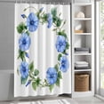 thumbnail image 3 of Blue Flower Wreath Fabric Shower Curtain Spring Pastoral Washable Shower Curtains for Bathroom, Waterproof Bath Curtain with Hooks Home Decor 72x84in, 3 of 8