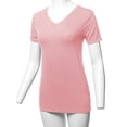 thumbnail image 5 of A2Y Women's Basic Solid Premium Rayon Short Sleeve V-neck T Shirt Tee Tops Dusty Pink 1XL, 5 of 6