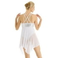thumbnail image 3 of Miaeowve Women Lyrical Dance Dress Ballet Girls Sleeveless Crisscross Back Sequins Asymmetrical Skirted Leotard Dancewear White Large, 3 of 7