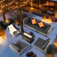 thumbnail image 4 of FHFO 7 Pieces Outdoor Patio Furniture Set, Wicker Sectional Sofa Set Rattan Modular Patio Conversation Sets with Cushions Couch Set & Coffee Table for Outside, Garden, Balcony, Porch, Grey/Gray, 4 of 7
