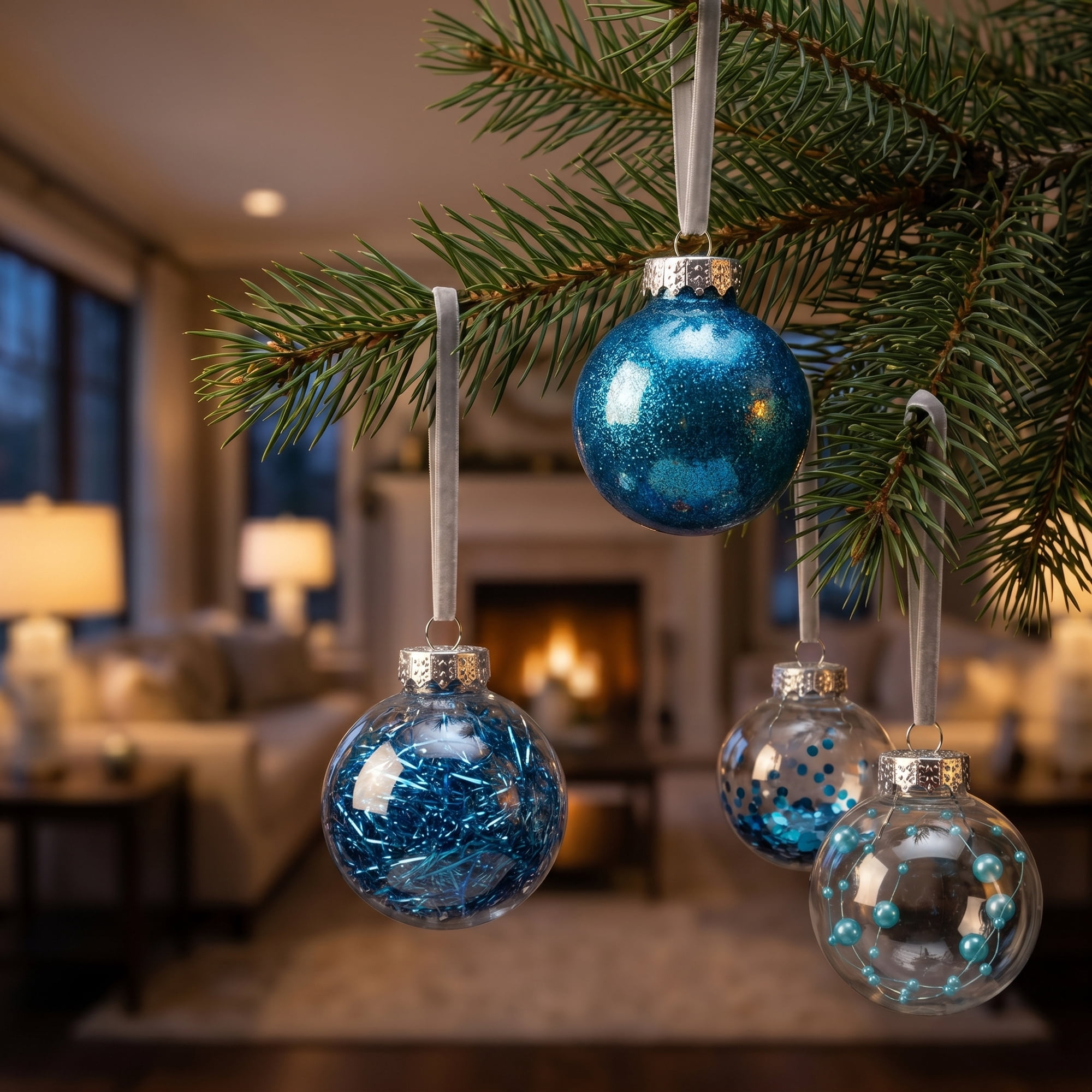 Unique Bargains Christmas Tree Ornaments - 24 Pack Hanging Baubles Shatterproof Balls Lake Blue 2.4"
