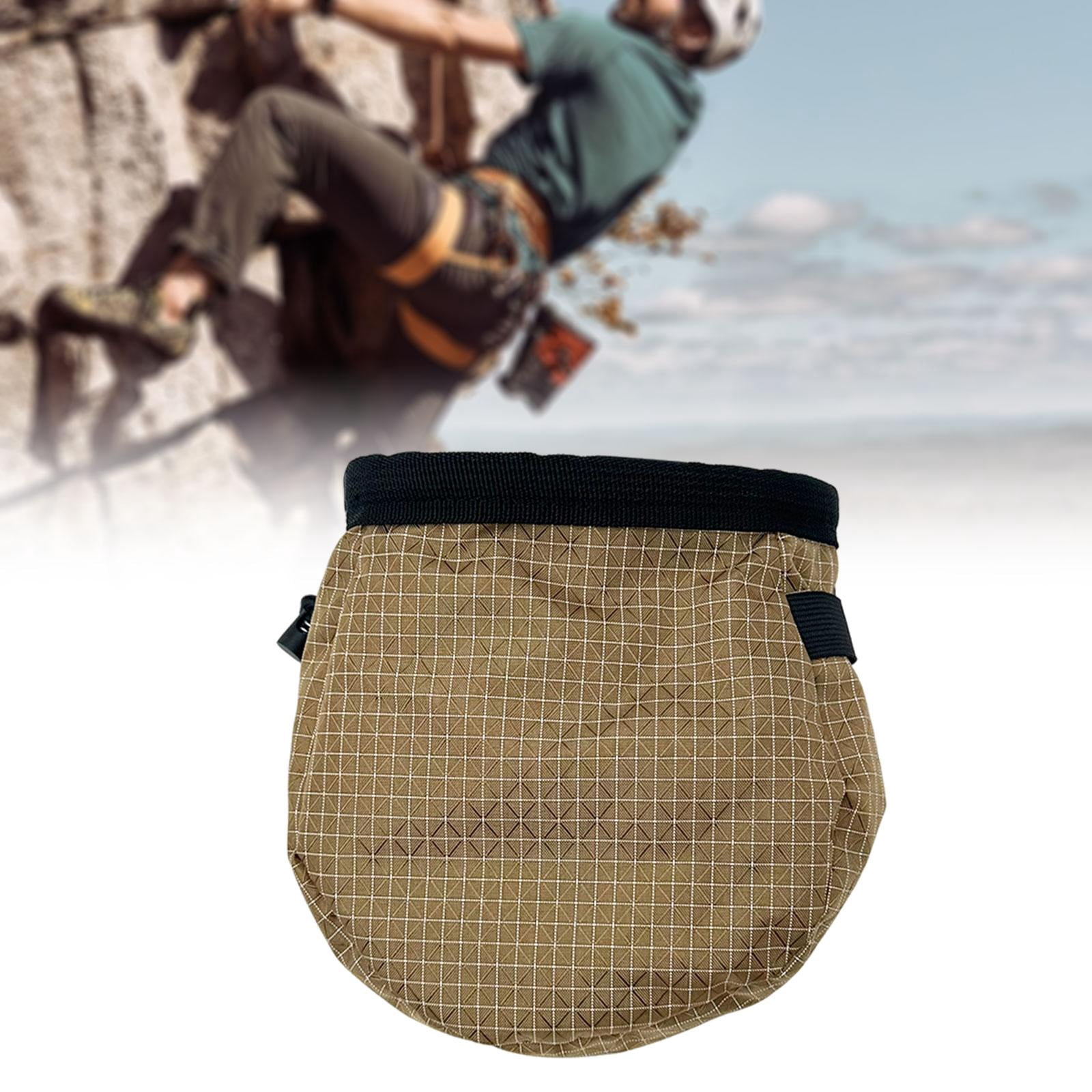 QccHieUs Chalk Bag for Climbing Chalk Carrier Bag for Men Women Adjustable Waist Belt for Brown