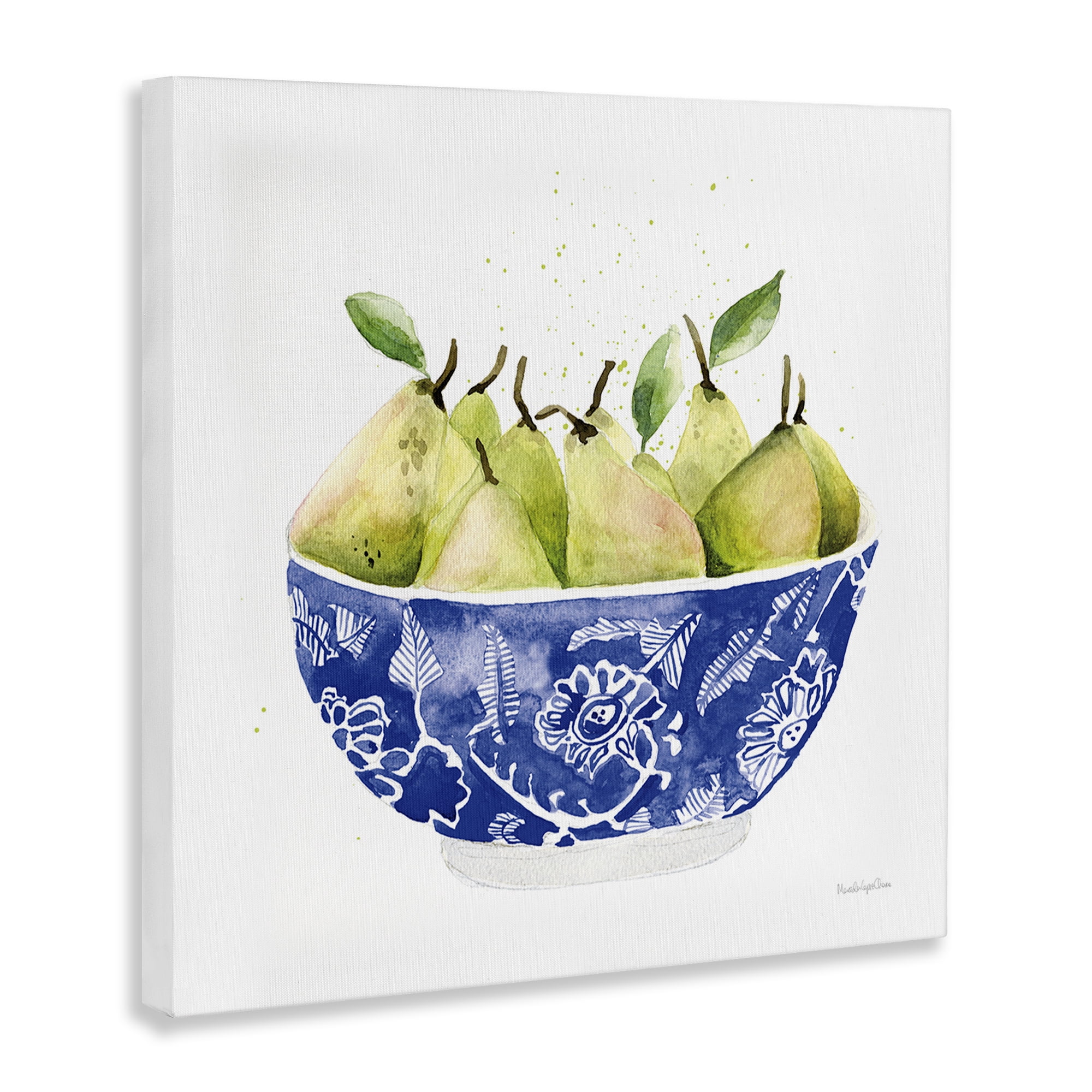 Stupell Industries Elegant Bowl of Pears Food & Beverage Painting Wrapped Canvas Art Print Wall Art, 36 x 36