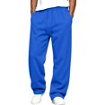 thumbnail image 3 of GrmtClth Mens Open‑Bottom Athletic Sweatpants Straight‑Leg Baggy‑Fit Elastic Drawstring Waist Trousers With Pockets, 3 of 8