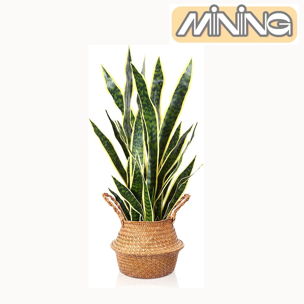 Artificial Snake Plant Fake Potted Sansevieria with Handmade Seagrass