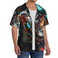 thumbnail image 2 of Balery Futuristic Robot Hummingbird Camisa Casual de Manga Corta con Botones para Hombre, Texturizada, Estilo Cubano, para Playa, Verano-XX-Large, 2 of 5