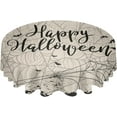 thumbnail image 2 of Happy Halloween Round Tablecloth 60 Inch - Waterproof Fabric Table Cloth Protector, Retro Black Grey Web Horror Bat Tablecloths Washable Table Cover for Kitchen Banquet Coffee Table Outdoor Party, 2 of 6