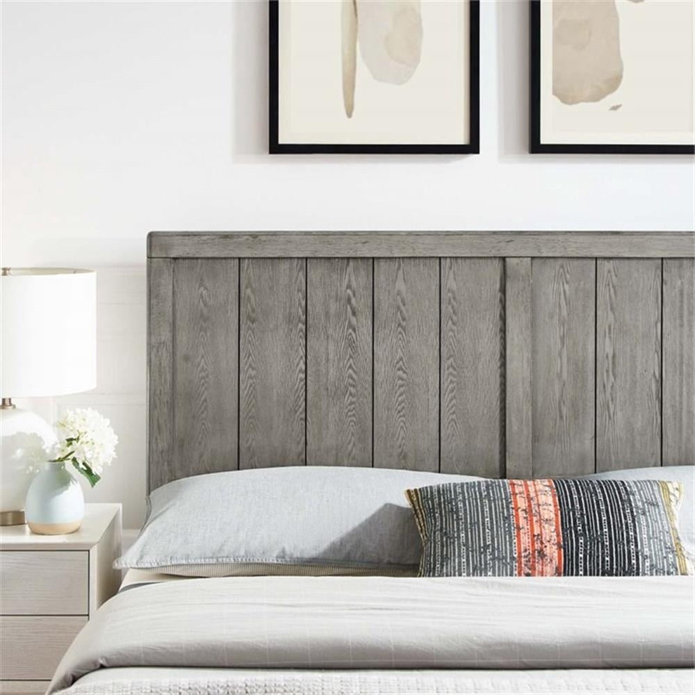 Pemberly Row Twin Modern Rubberwood and MDF Headboard in Gray