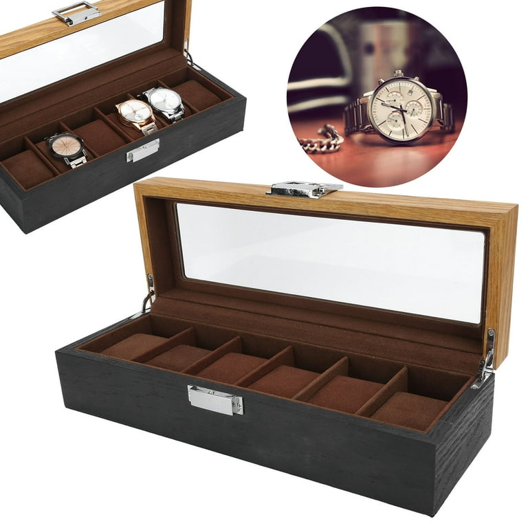 Timeless Elegance Solid Wood Watch Box 6 Slot Display Storage