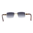thumbnail image 2 of 90s Music Mogul Gangster Rapper Rimless Narrow Rectangle Luxury Sunglasses Gold Brown Smoke, 2 of 4