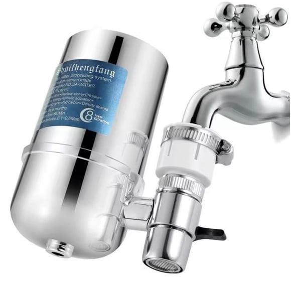 Water Filter Faucet Mount Water Filtration System Household Kitchen Water Purifier Tap Water Filter, Reduce Chlorine,1 * faucet water purifier,Silver Gray