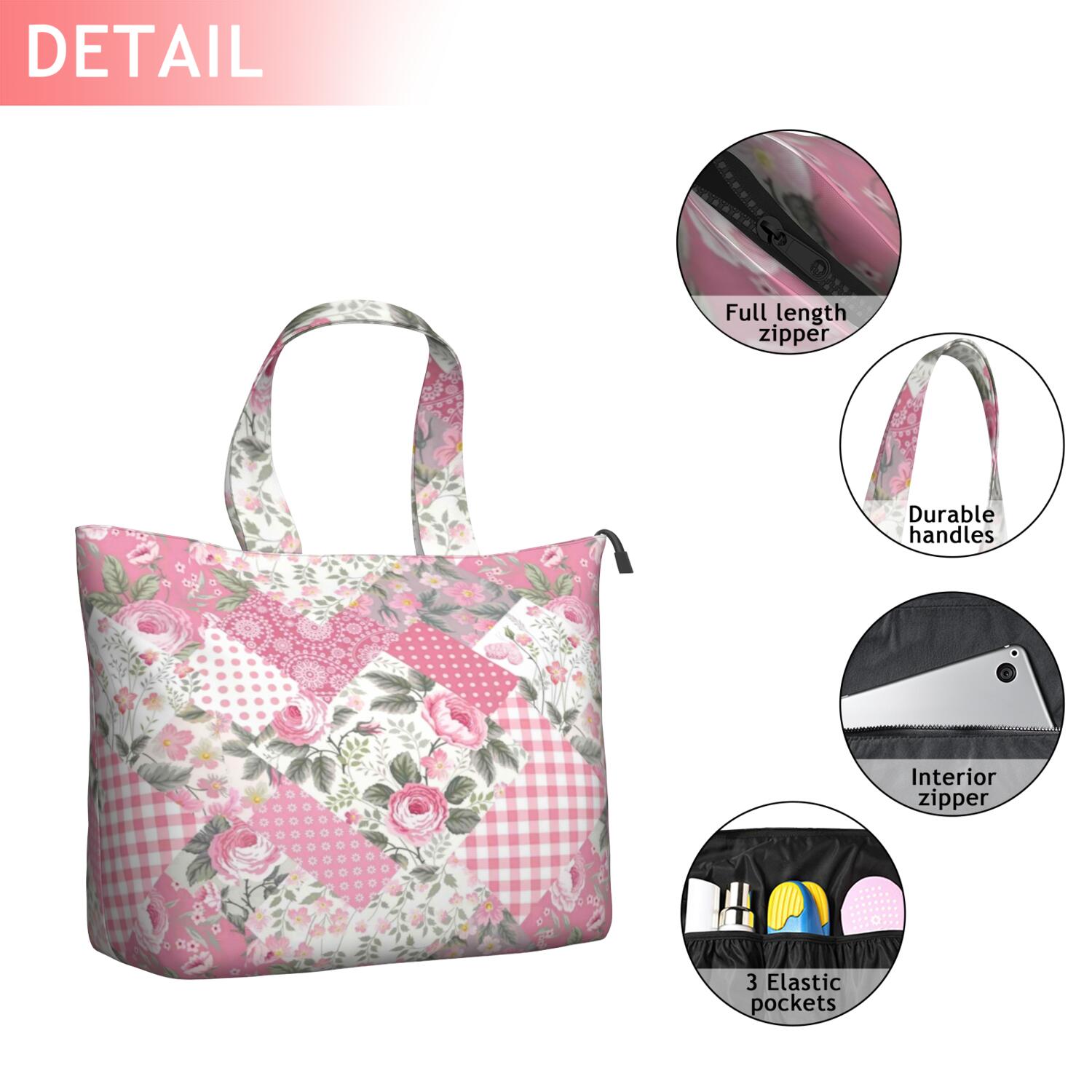Pioneer Flower Floral Print Pattern Travel Tote Bags for Women Carry On,Large Weekender Bags for Women Travel,Multi Functional Duffle Bag for Work,Shopping,Sports