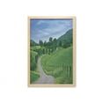 thumbnail image 1 of Scenic Summer Wall Art with Frame, Idyllic Road in Grassy Forest Photo, Printed Fabric Poster for Bathroom Living Room, 23" x 35", Fern Green Sky Blue, by Ambesonne, 1 of 2
