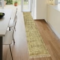 thumbnail image 2 of Casavani Hand Woven Brown Boho Dhurrie Indian Natural Cotton Rug Yoga Kilim 2.6x8 feet, 2 of 5