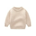 thumbnail image 4 of GYRATEDREAM Toddler Boys Girls Crewneck Sweaters Kids Fall Long Sleeve Cute knit Pullover Shirts Tops for 1-9Y Beige, 4 of 9