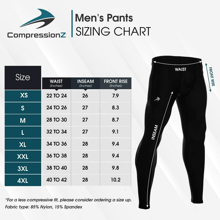 CompressionZ Compression Running Tights - Leggings for Men (Black