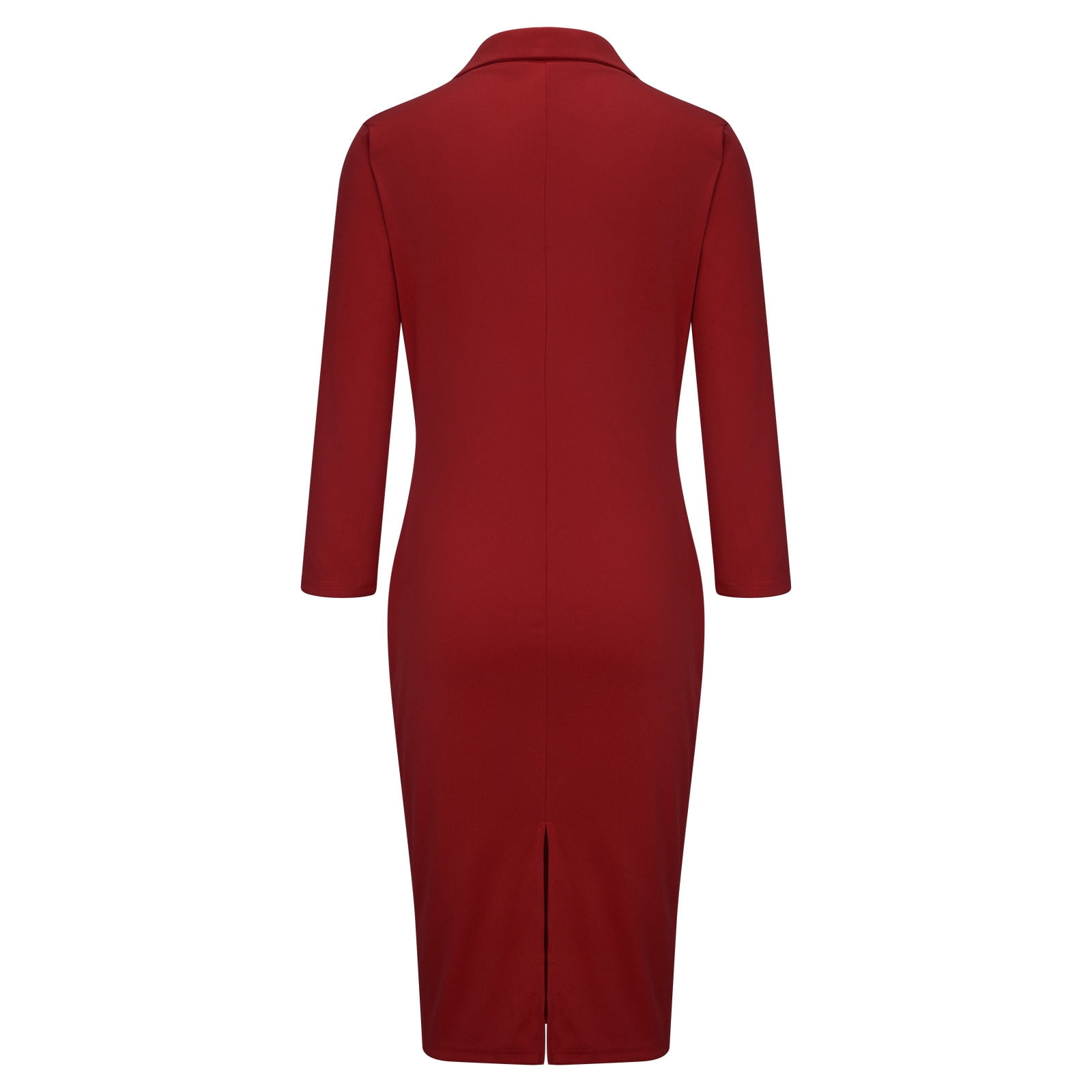 Work Dresses for Women Casual Turn Down Collar Wrap V Neck Long Sleeve  Bodycon Office Business Midi Pencil Dress 