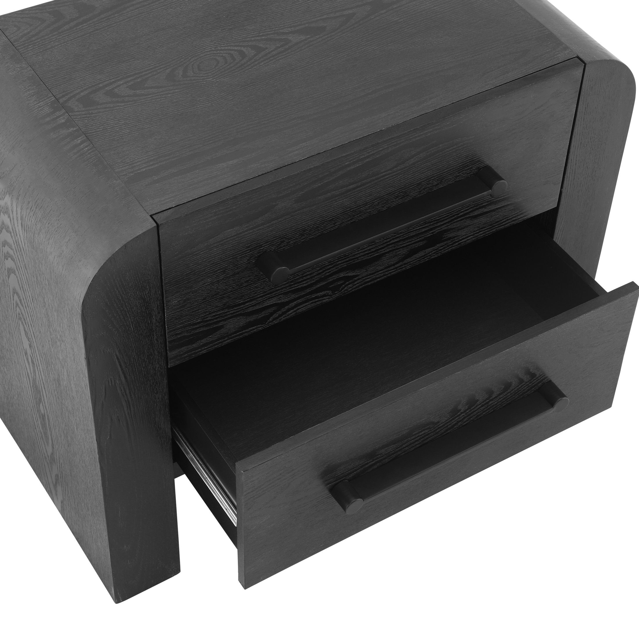 Christopher Knight Home 2-Drawer Nightstand, Modern Bedside Table with Metal Handles and Storage, Black
