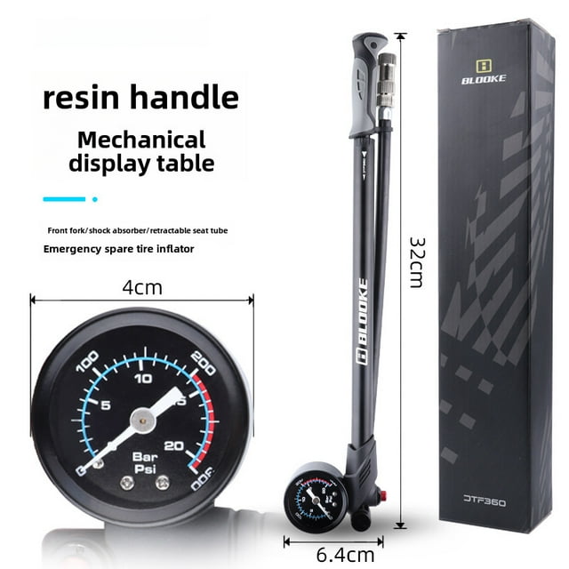 BLOOKE New Model High-Pressure Bike Pump with 300psi Gauge - Shock-Absorbing Design for Bicycle Tires, Front Forks & Rear Shocks - Durable Construction for Versatile Inflation Needs (Black)