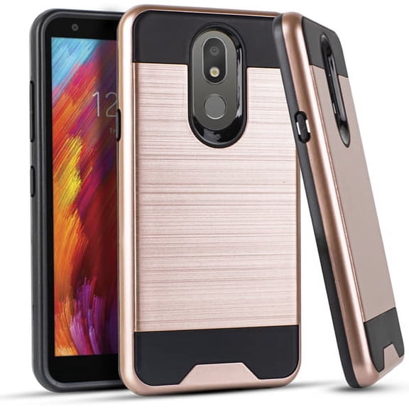 Emax Brushed Hybrid Case for LG Aristo 4 Plus - Rose Gold/Black
