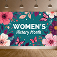 thumbnail image 5 of LUUFILx Women's History Month Banner Floral Backdrop for Events Office Party Decoration Photography Props Background Wall Art Celebration Decor, 5 of 8