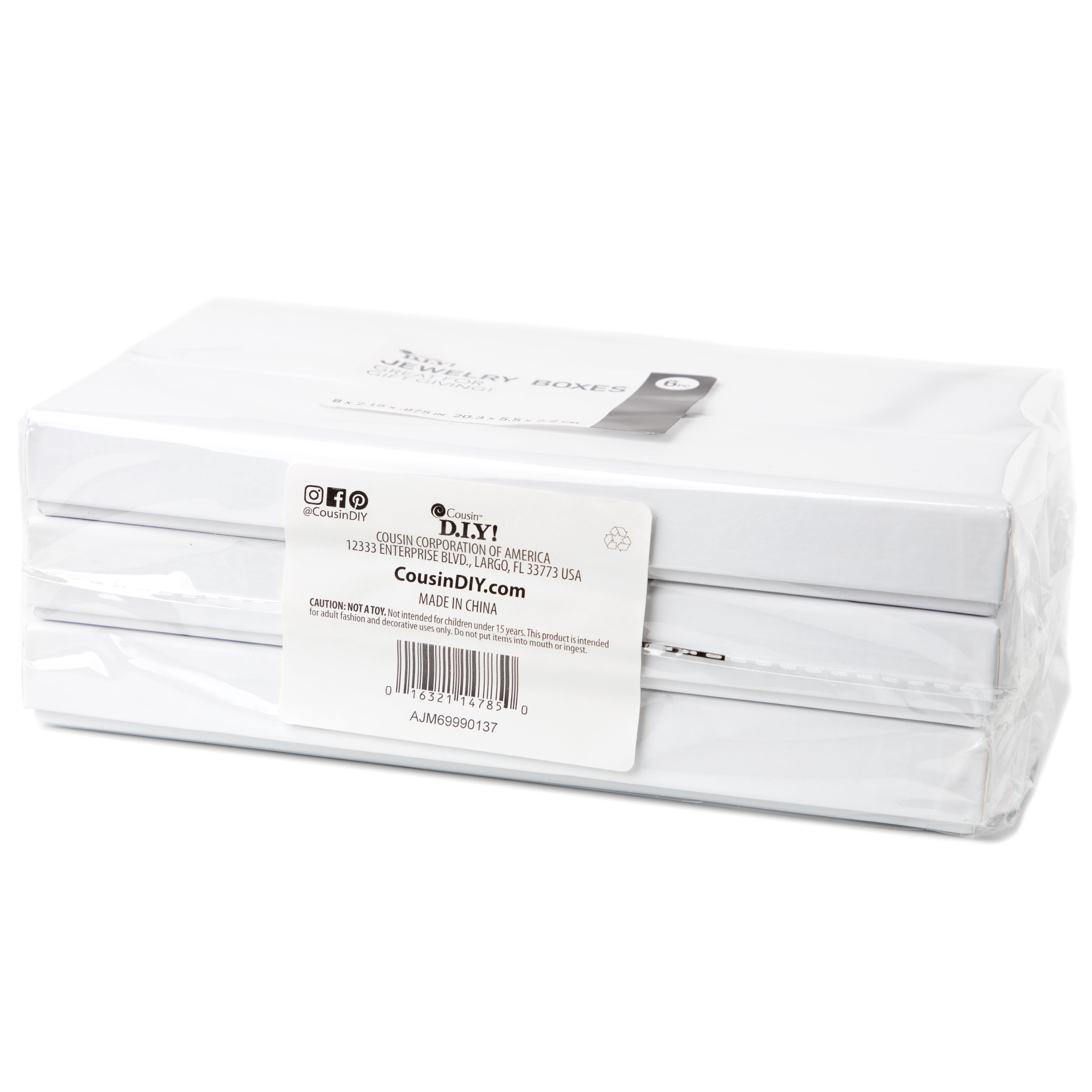CousinDIY Small Rectangle 3x2in Paper Jewelry Boxes, White