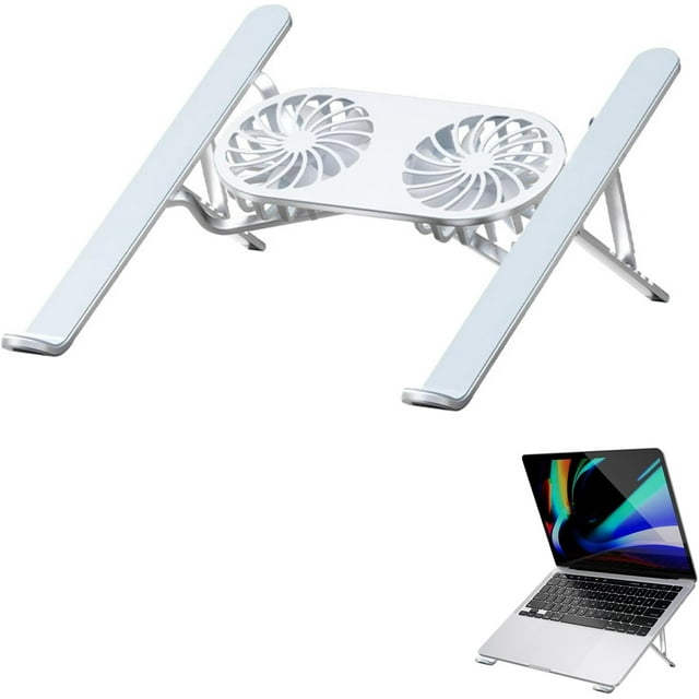 Laptop Stand with Fan Cooling Foldable Laptop Stand with Ultra Quiet Fan and USB Ports Adjustable Aluminium Alloy Laptop Cooling Stand for Most - Laptops and Tablets