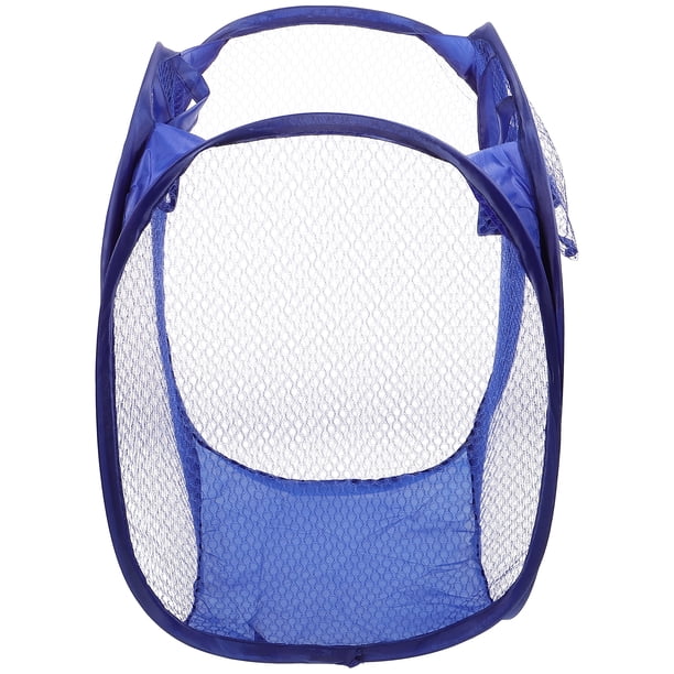 Cesto de malla plegable y fácil de abrir para ropa sucia, ideal para dormitorios universitarios (azul)