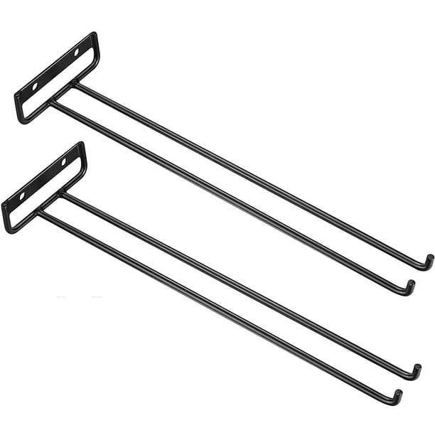 Carril de vidrio de 2 piezas, estante de vajilla, soporte para copas de vino, estante de vidrio de vino, soporte de acero debajo del gabinete, para bar de casa, bar de cocina, bar y restaurante Feliz Sencillez