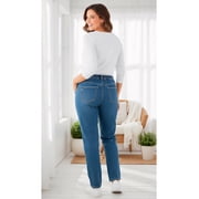 Woman Within Plus Size Perfect Back-Elastic Gap-Free Straight-Leg Cotton Jeans