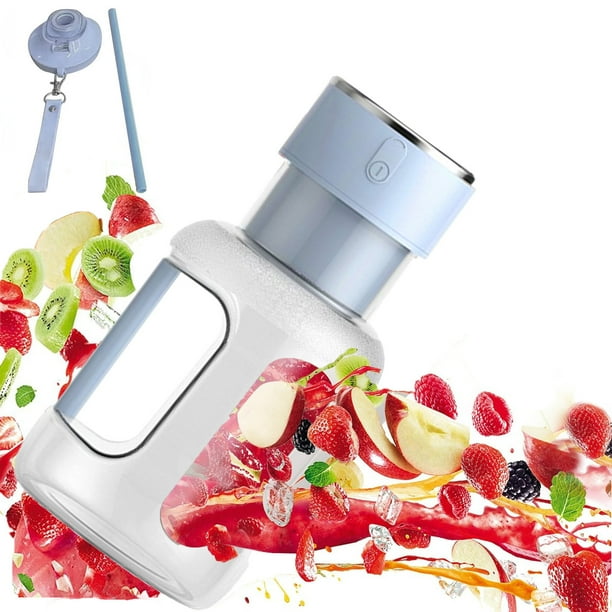 Licuadora portátil para batidos y smoothies | Gran capacidad de 1600 ml | Licuadora personal de 8 cuchillas recargable por USB | Para viajes, escuela, gimnasio y hogar | Rosa o azul