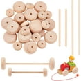thumbnail image 2 of 52Pcs Wood Craft Wheels Unfinshed Wooden Wheel with Wooden Sticks for DIY Model Wooden Cars Wooden Crafting Projects, 2 of 9