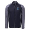 thumbnail image 2 of Men's-Cutter & Buck  Heather Navy Sporting Kansas City Adapt Eco Knit Hybrid Recycled Full-Zip Jacket, 2 of 3