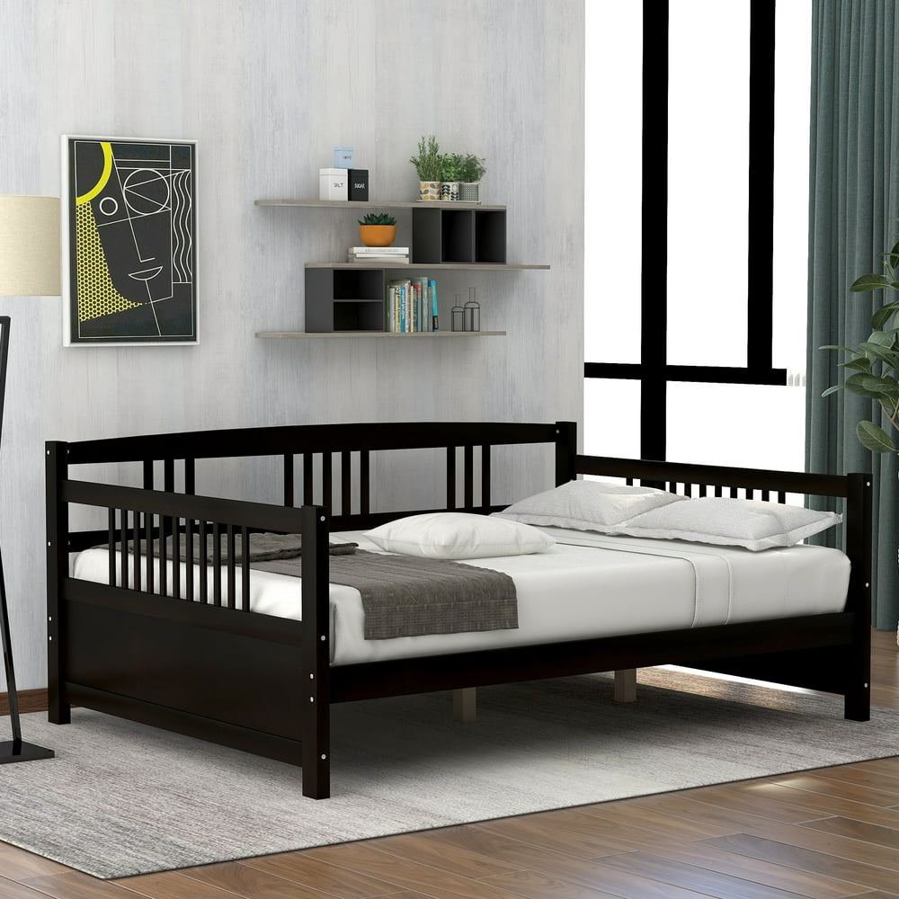2 In 1 Full Daybed, Wood Full Size Daybed Frame with Headboard and