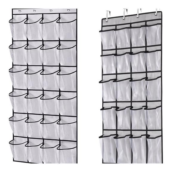Over The Door Hat Organizer for Baseball Caps, 24 Large Clear Pockets Cap Organizer, Heavy-Duty Door Hanger Organizer with 3 Hooks, Hat Rack Organizer for Closet & Bedroom