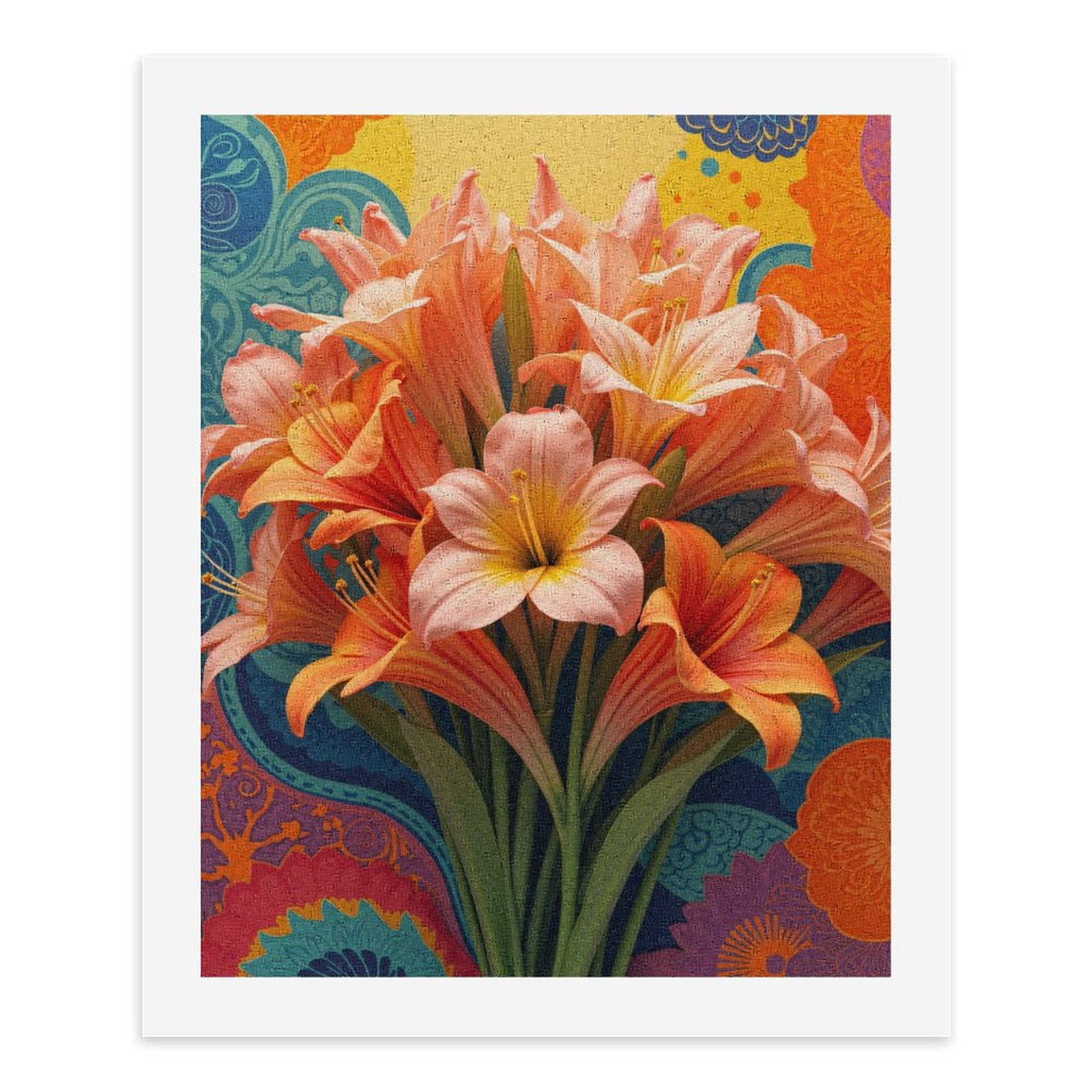 Paint By Numbers Kit for Adults Beginner - Vibrant Floral Bouquet Art Background DIY Canvas Painting Kits for Adults, Frameless Paint By Number for Adults for Home Wall Decor 16x20 Inch