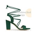 thumbnail image 3 of BLISSFUL STEP Lace Up Slingback Block High Heels Sandals for Women, 3 of 6