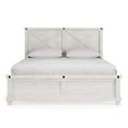 thumbnail image 2 of Liu Queen Size Bed, Rough Hewn, Storage, Crossbuck Panel Headboard, White, 2 of 5