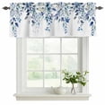 thumbnail image 2 of Blue Teal Eucalyptus Leaves Valances for Windows, Watercolor Weeping Botanical Light Filtering Kitchen Curtains, Rod Pocket Window Valance Curtains for Living Room Bedroom, 42" W x 18" L, 2 Panels, 2 of 9