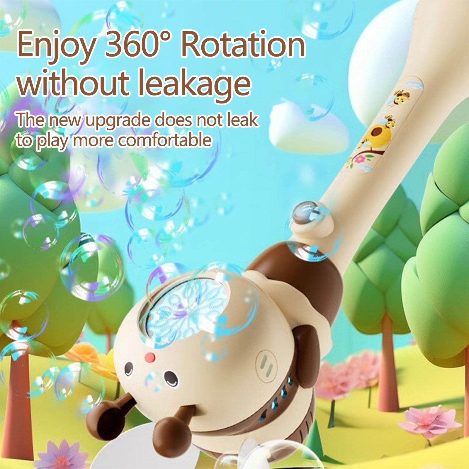 Adorable Bee Automatic Bubble Machine with Flashing LED Lights and Continuous Bubble Blowing for Outdoor Fun, Party Events, Summer Gatherings and Backyard Entertainment with High Capacity Battery