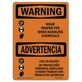 thumbnail image 1 of SignMission OS-WS-A-1218-L-12928 Panneau d'Avertissement OSHA de 12 x 18 Po - Usure par Manipulation Chimique Bilingue, 1 of 1