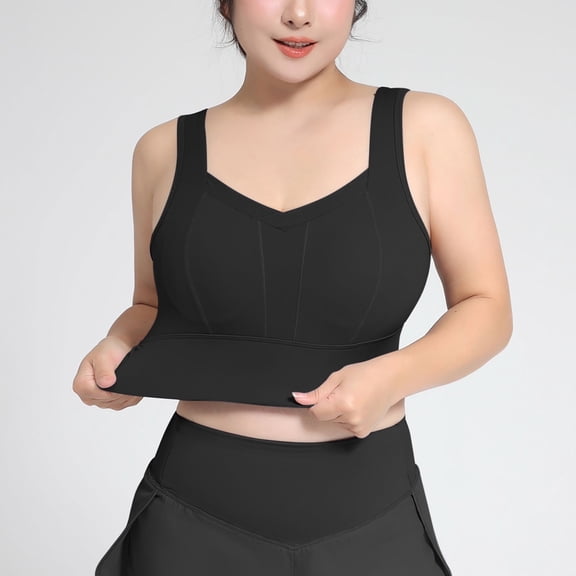 Womens Plus Size Sports Bras S-5X Wireless High-Impact Push Up Underwear Comfort Stretchy Support Workout Running Yoga Longline Bralettes
