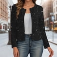 thumbnail image 3 of Ticikt Women Glitter Cropped Open Front Cardigan, Long Sleeve Elegant Party Sparkly Short Jacket Coat,Black, 3 of 5