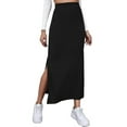 thumbnail image 3 of Women Half Dress, Solid Color Spring Fall Summer Street Casual Party Split Hem High Waist Skirt, 3 of 6