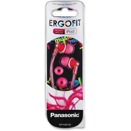 Panasonic, PANRPHJE125P, ErgoFit In-ear Earbud Headphones, 1, Pink