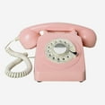 thumbnail image 2 of Teléfonos rosas con cable, dial giratorio clásico, teléfonos para oficina en casa, teléfono antiguo antiguo de los años 30, teléfonos antiguos de moda, 2 of 5